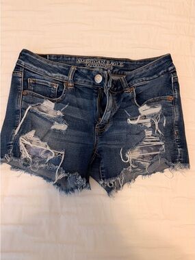 American Eagle Outfitters Blue Distressed Denim Cutoff Shorts